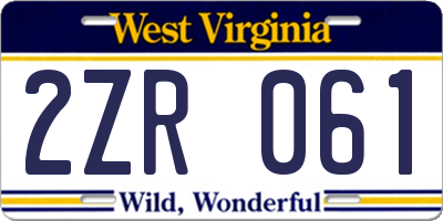 WV license plate 2ZR061