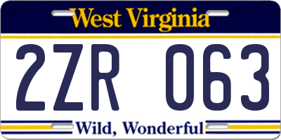 WV license plate 2ZR063