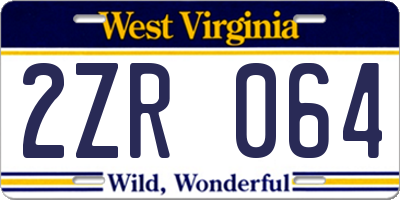 WV license plate 2ZR064