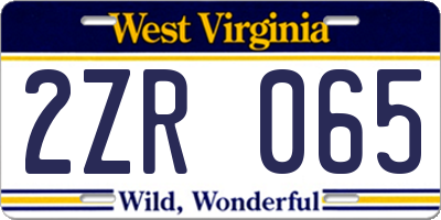WV license plate 2ZR065