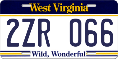 WV license plate 2ZR066