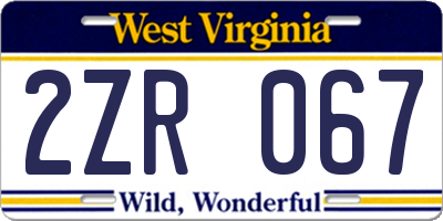 WV license plate 2ZR067