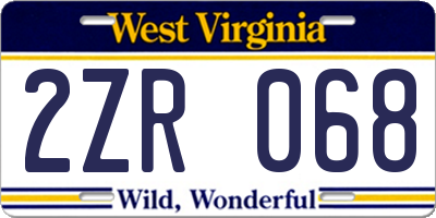 WV license plate 2ZR068