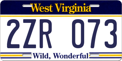WV license plate 2ZR073