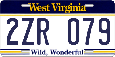WV license plate 2ZR079