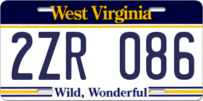 WV license plate 2ZR086