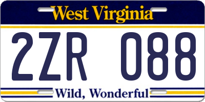 WV license plate 2ZR088