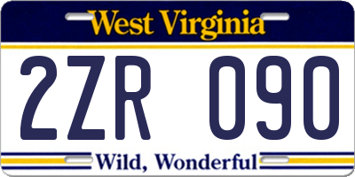 WV license plate 2ZR090