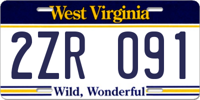 WV license plate 2ZR091