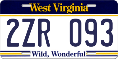WV license plate 2ZR093