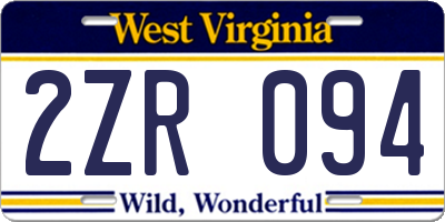 WV license plate 2ZR094