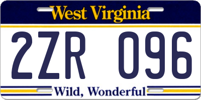 WV license plate 2ZR096
