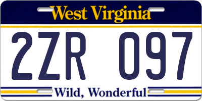 WV license plate 2ZR097