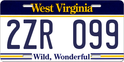 WV license plate 2ZR099