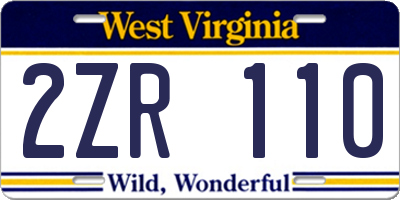 WV license plate 2ZR110