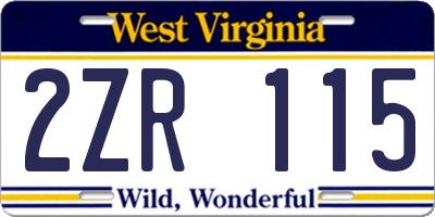 WV license plate 2ZR115