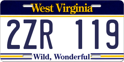WV license plate 2ZR119