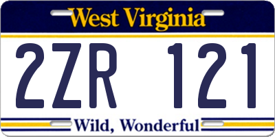 WV license plate 2ZR121
