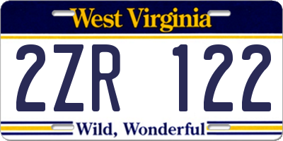 WV license plate 2ZR122