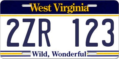 WV license plate 2ZR123
