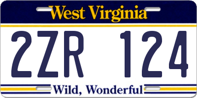 WV license plate 2ZR124