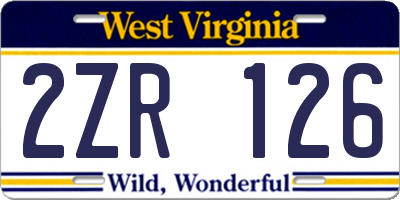 WV license plate 2ZR126