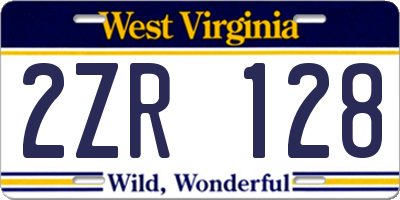 WV license plate 2ZR128