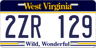 WV license plate 2ZR129