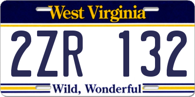 WV license plate 2ZR132