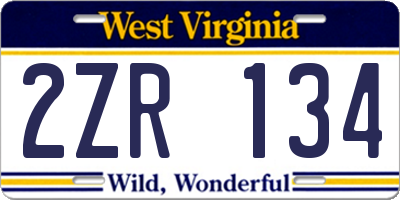 WV license plate 2ZR134