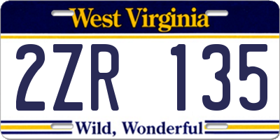 WV license plate 2ZR135