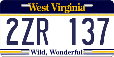 WV license plate 2ZR137