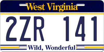 WV license plate 2ZR141