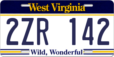 WV license plate 2ZR142