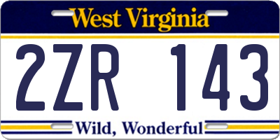 WV license plate 2ZR143