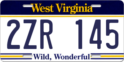 WV license plate 2ZR145
