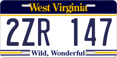 WV license plate 2ZR147