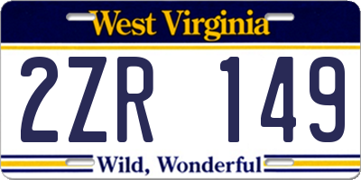 WV license plate 2ZR149