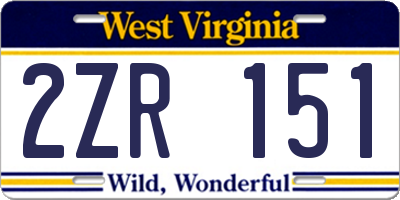 WV license plate 2ZR151