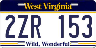 WV license plate 2ZR153