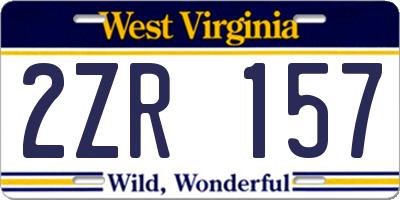 WV license plate 2ZR157