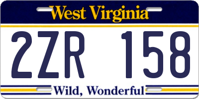 WV license plate 2ZR158