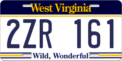 WV license plate 2ZR161