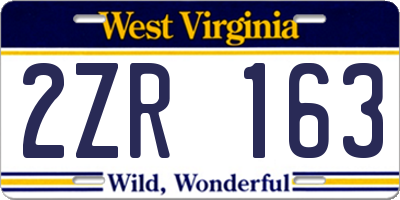 WV license plate 2ZR163