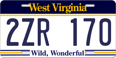 WV license plate 2ZR170
