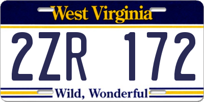 WV license plate 2ZR172