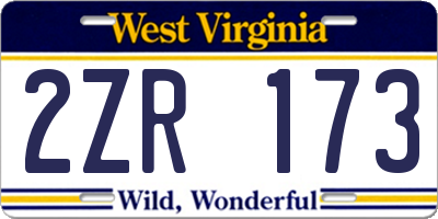 WV license plate 2ZR173