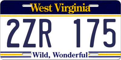 WV license plate 2ZR175