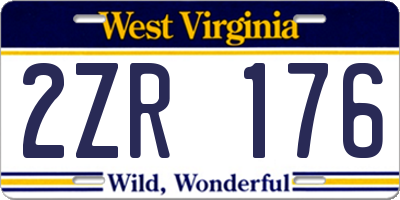 WV license plate 2ZR176