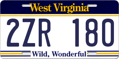 WV license plate 2ZR180